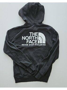 TNF North Face Charcoal Gray Logo Hoodie Sweatshirt Men's S Small